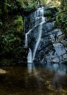 landscape of high waterfall in a Brazil forest