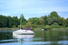 boat on Chiemsee lake on a summer day