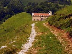 path to a hut in the mountains of Italy