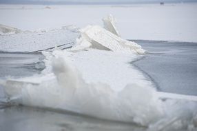 block of ice in water close-up