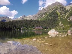 Poprad Lake - a high mountain lake in the Mengushivets Valley in the High Tatras in Slovakia