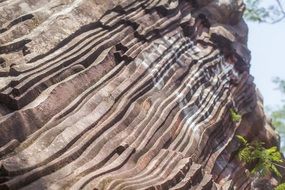 wavy rock formation close up