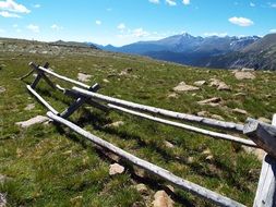 landscape of wooden fence on the mountain