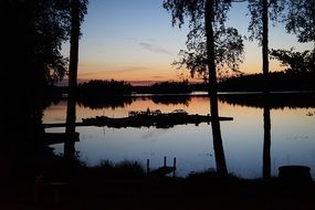 sunset over the lake in scandinavia