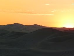 Landscape of the desert at the sunset