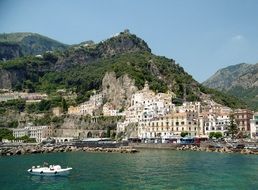 remote view of the picturesque Mediterranean coast on a sunny day