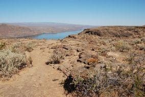 blue river in red desert