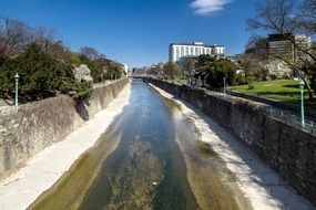 Donaukanal, atrificial Channel in town at Spring, austria, Vienna