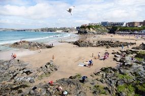 panoramic view of the beach in Newquay