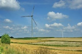 Windmill farm with beautiful and colorful nature in Europe