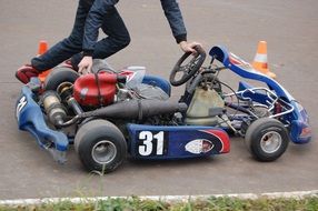 Blue and red kart for karting with number 31, Russia