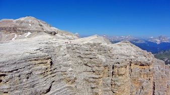 panoramic view of mount sass pordoi in italy on a sunny day