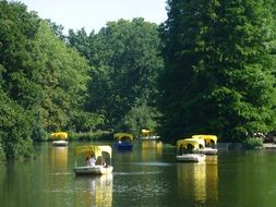 boats on the lake in summer