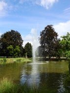 fountain in the park lake