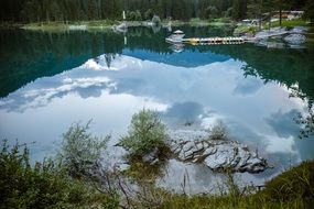 landscape of caumasee lake in graubunden