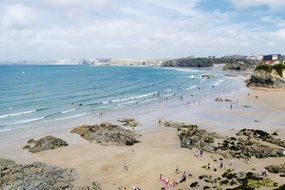 panorama of british beach in cornwall