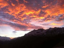 orange-fiery sunset over the mountains