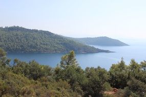 Panorama of the peninsula in Akbuk, Turkey