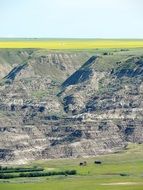 distant view of the city of drumheller in central alberta