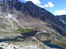 remote view of the peaks of the Tatras on a sunny day