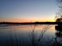 nature near the lake at dusk