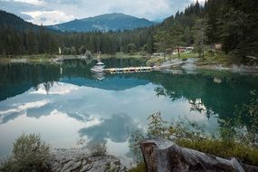 landscape of mirroring caumasee lake