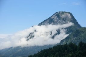 white clouds on the background of the mountain in Tyrol