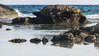 seashore with rocks