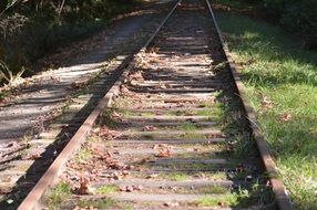 rails on a green hill