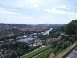 panorama of city Wurzburg on the river bank