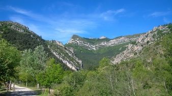 panoramic view of the countryside in the alps