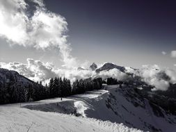 Snow Mountains black and white landscape