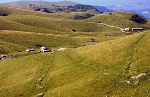 Beautiful panoramic view of green valley in Lessinia, Prato in Italy