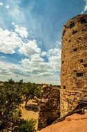 lookout tower in a gorge in the grand canyon