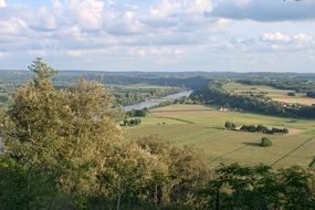 Top view of the fields near the river