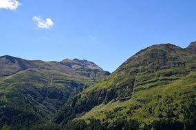 panoramic view of green hills in the alps