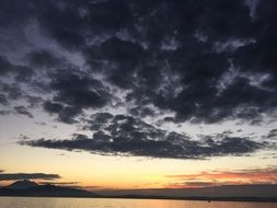 Beautiful and colorful sunset among the clouds in Switzerland