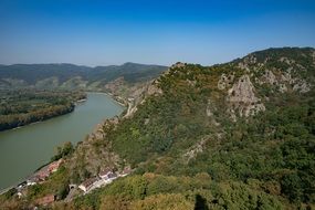 Panorama of the beautiful Danube river in the Wachau Valley in Austria