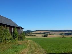 barn at Pasture, summer Landscape, germany, upper franconia