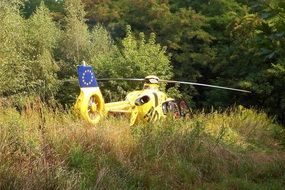 yellow rescue helicopter