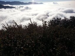 white clouds over Nepal under the bright sun