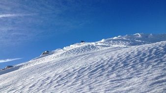 panoramic view of a snowy mountain on a sunny clear day