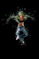 jump in broken glass abstract photo