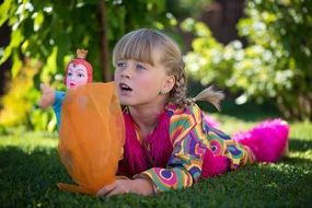 Girl in the garden in summer