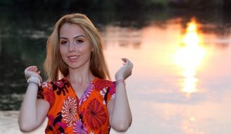 beautiful model outdoor at sunset