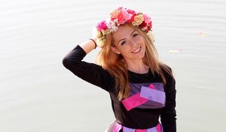 beautiful lady with flower wreath