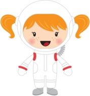 drawn-up girl astronaut with yellow hair