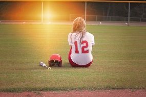 Picture of Softball Player Girl On the Sunset