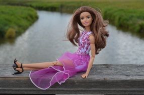 Barbie doll sits on the bridge