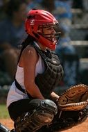 girl athlete playing softball